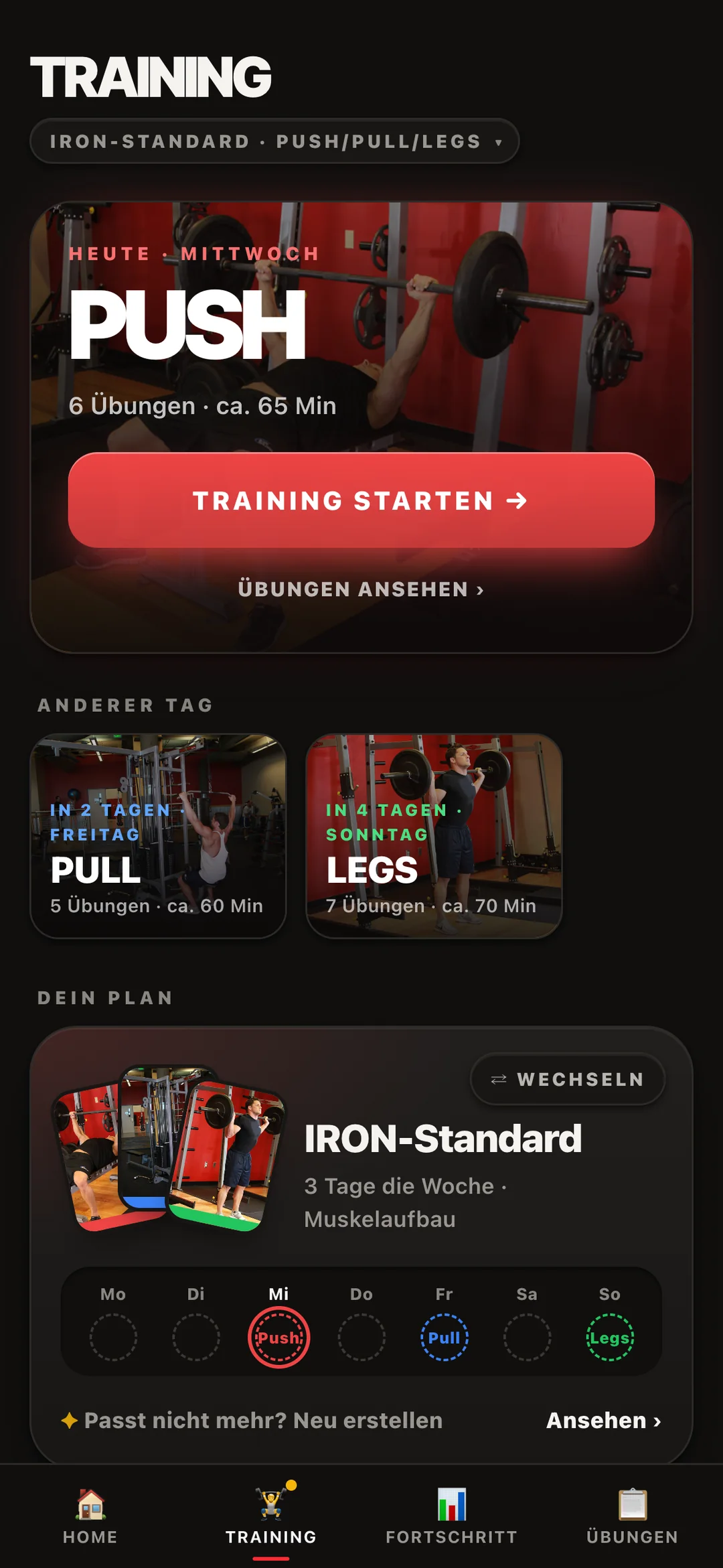 Training: heute Push